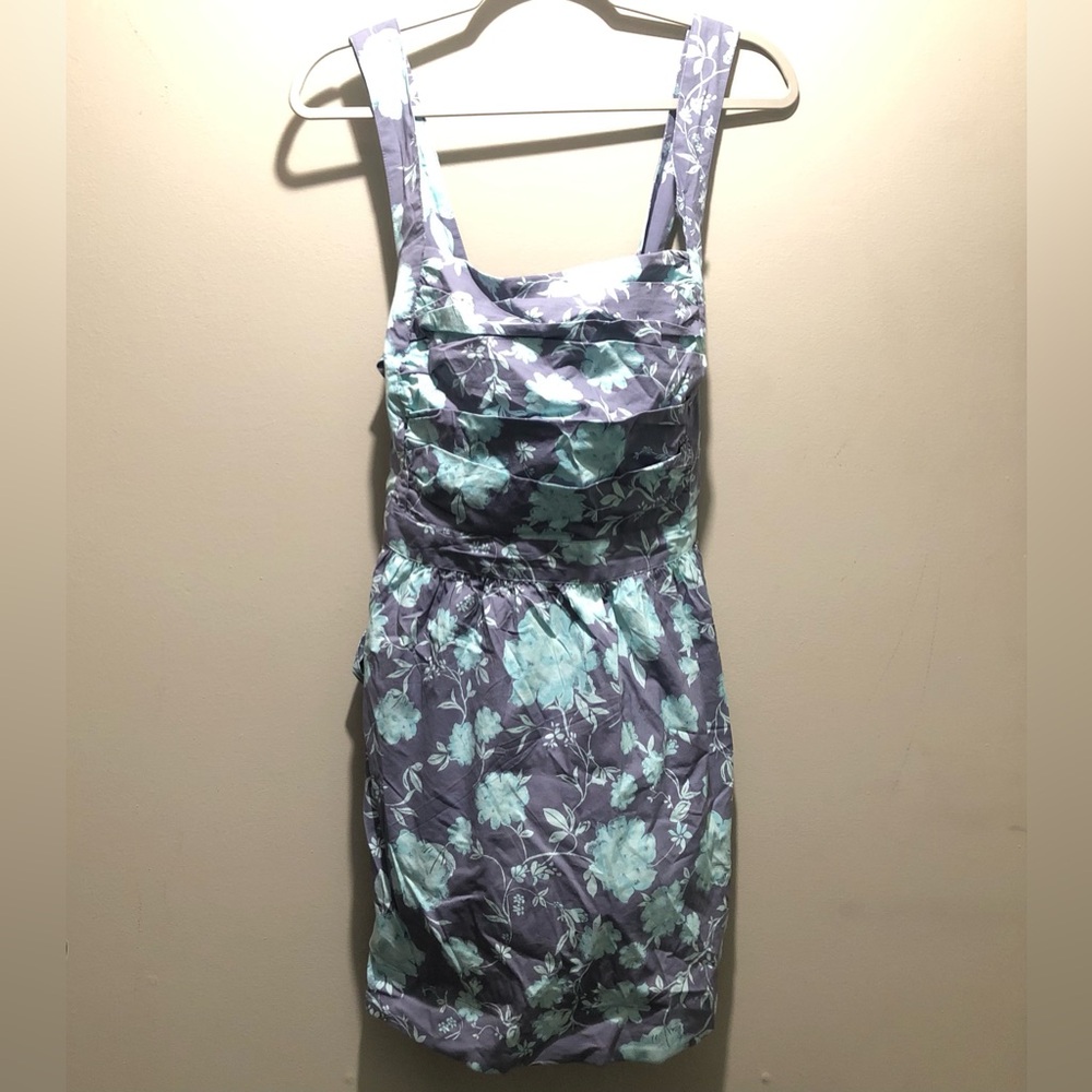 Free People mini floral dress adjustable strap open back ocean combo blue sz L